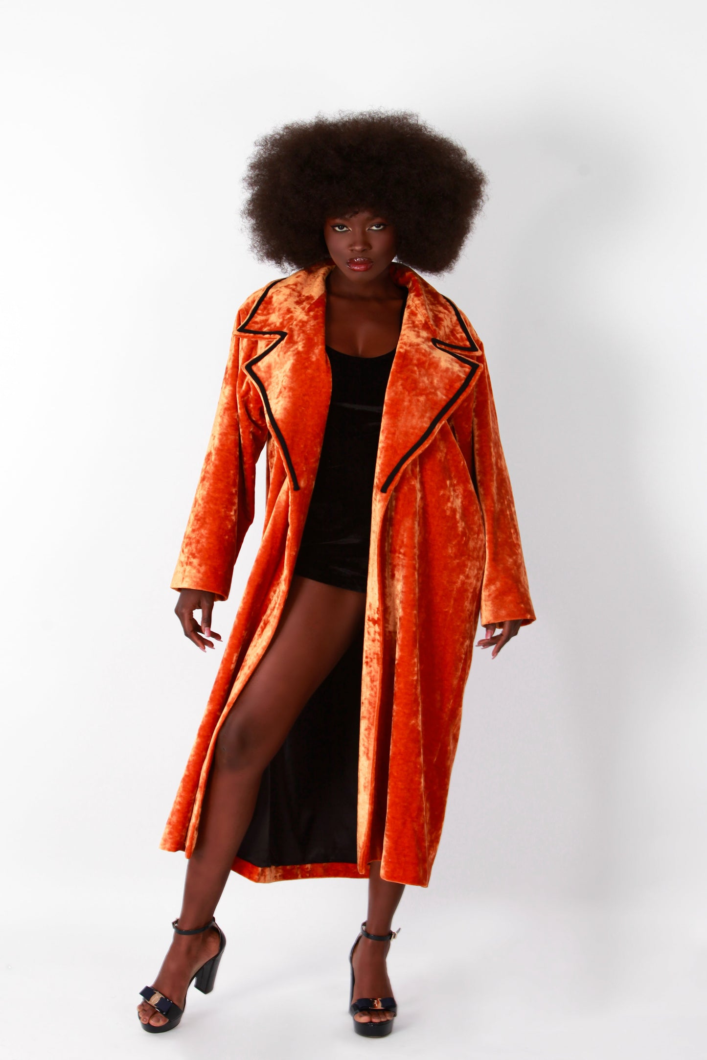 Long Orange Velvet Coat