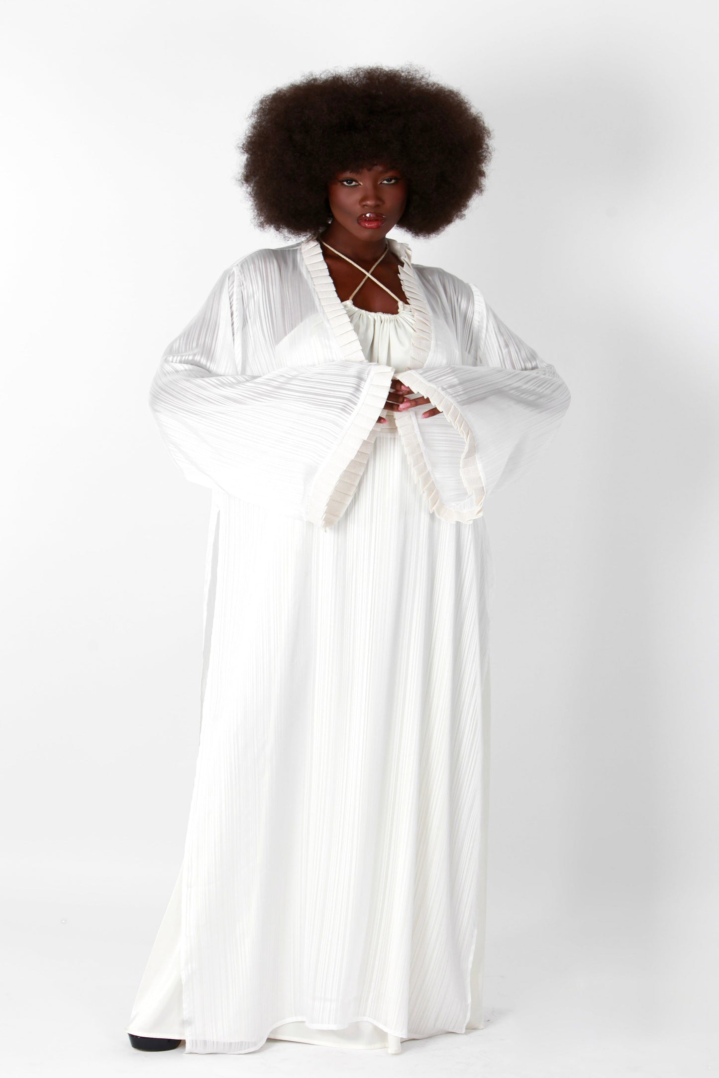 White Striped Muslin Dress