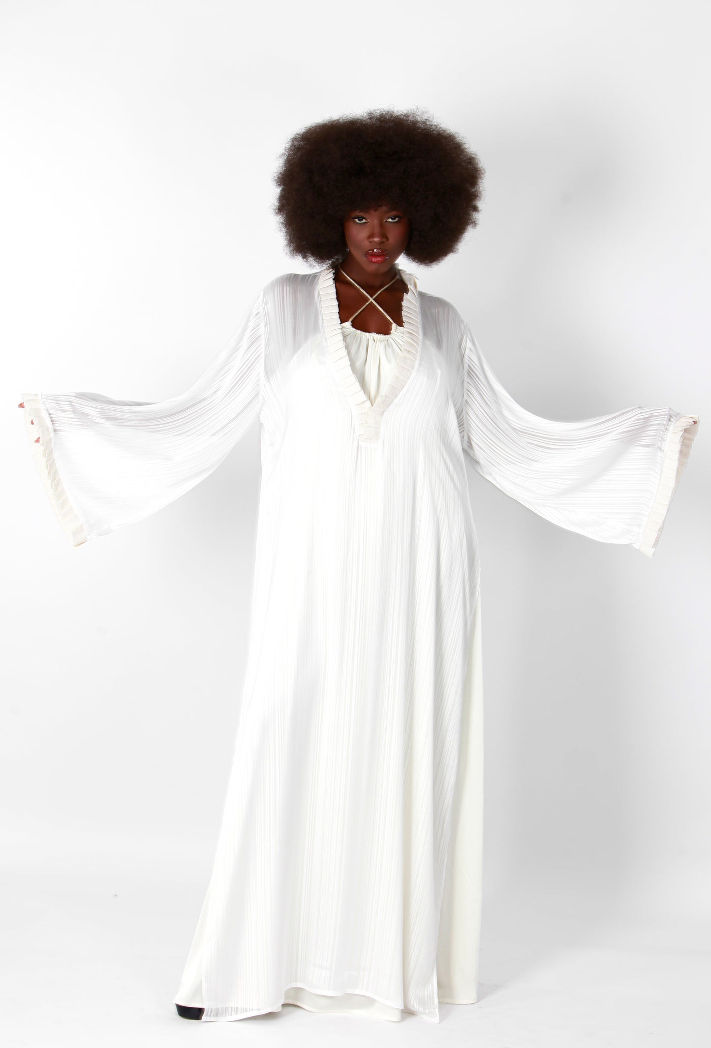 Robe en mousseline à rayures blanches