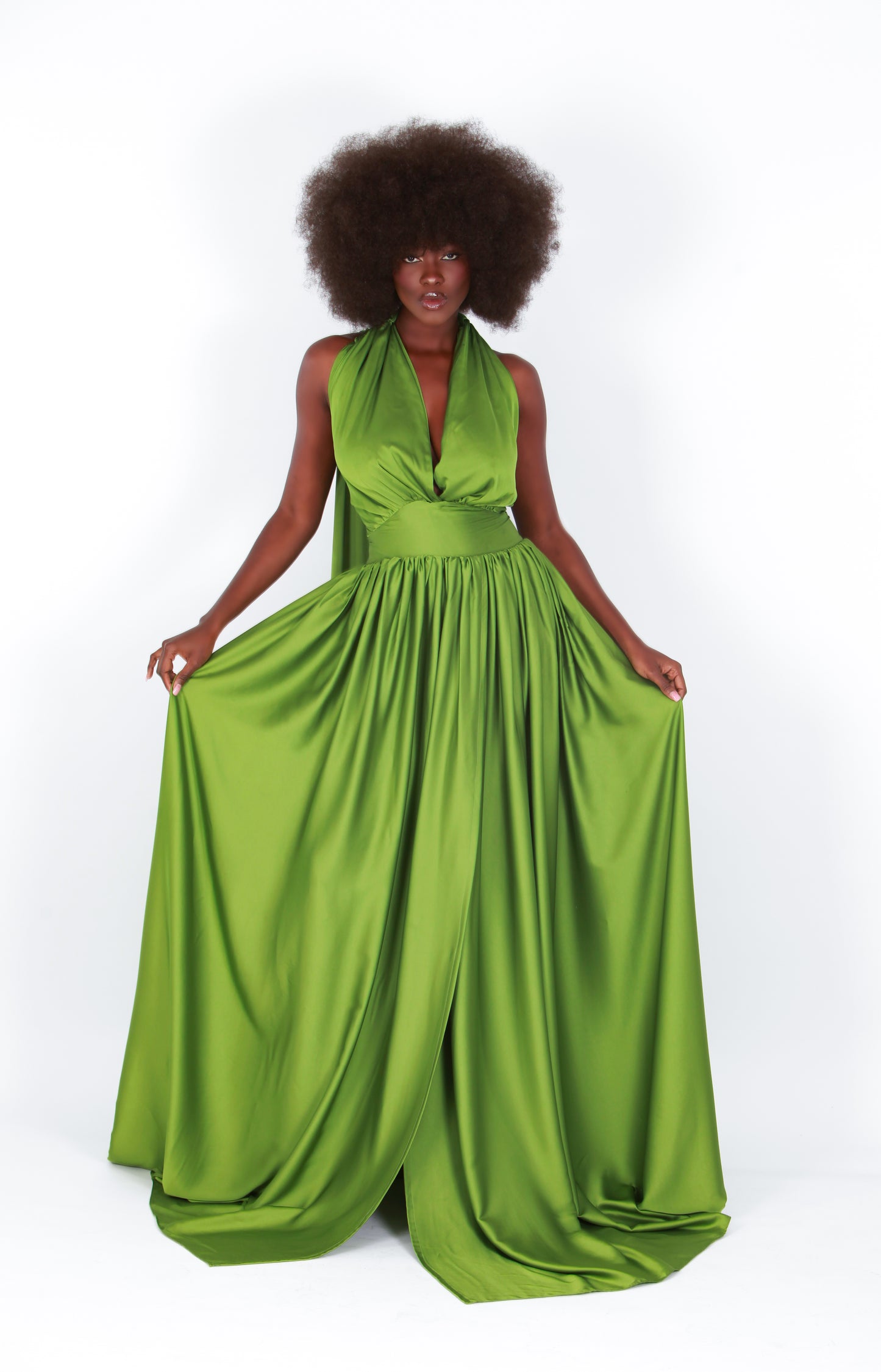 Green Satin Silk Dress