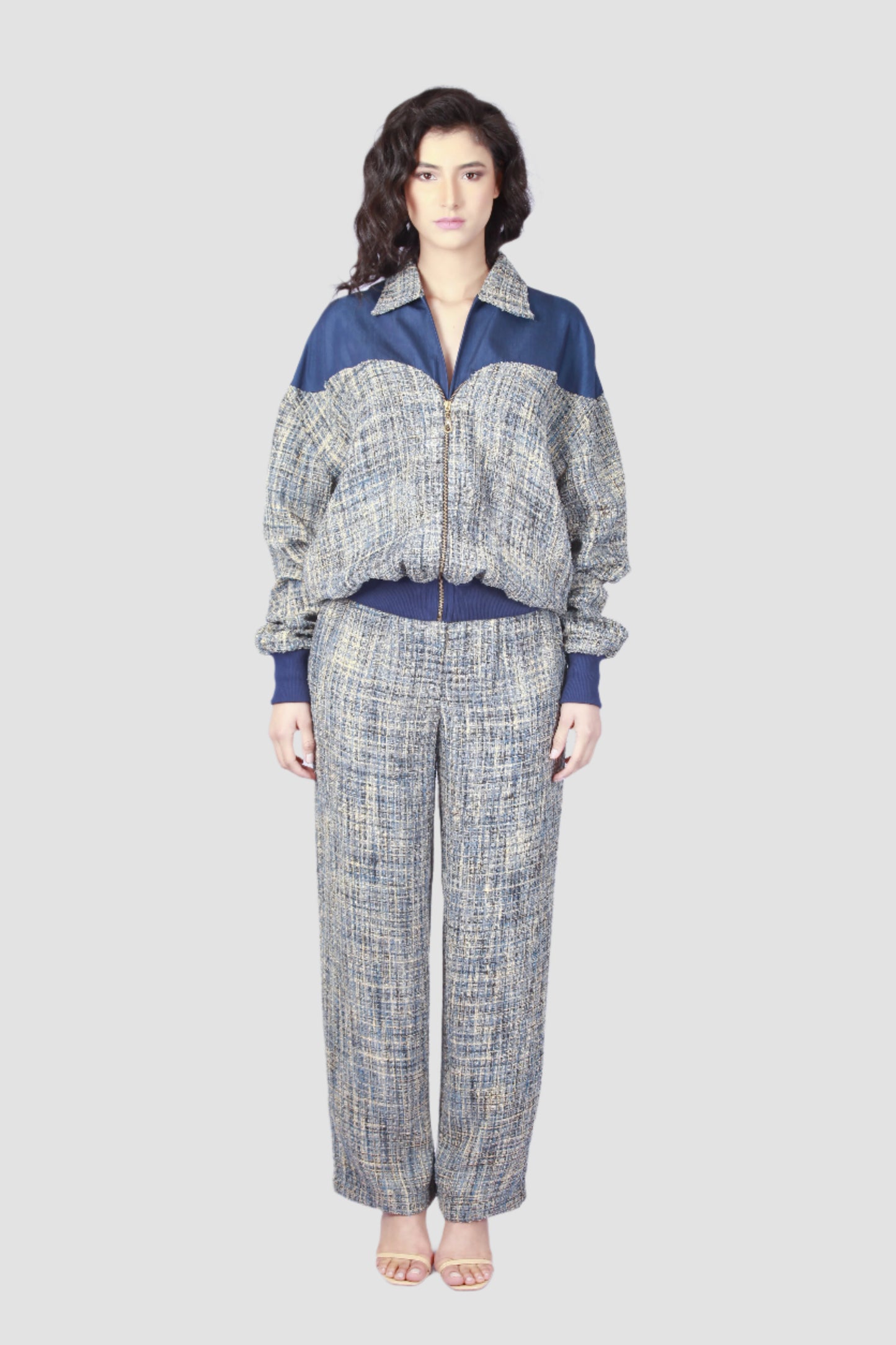 Blue Tweed and Denim Set