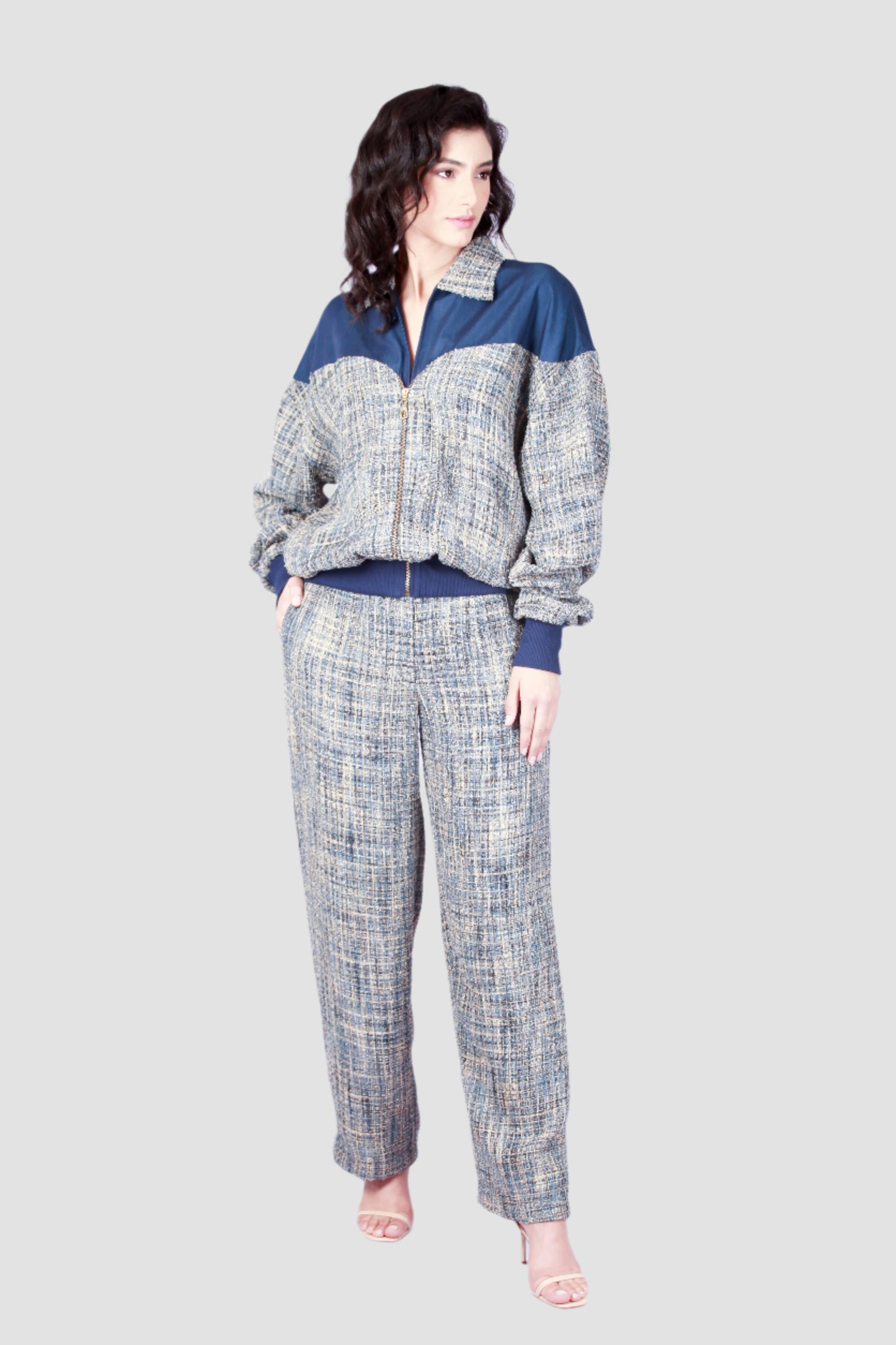 Blue Tweed and Denim Set