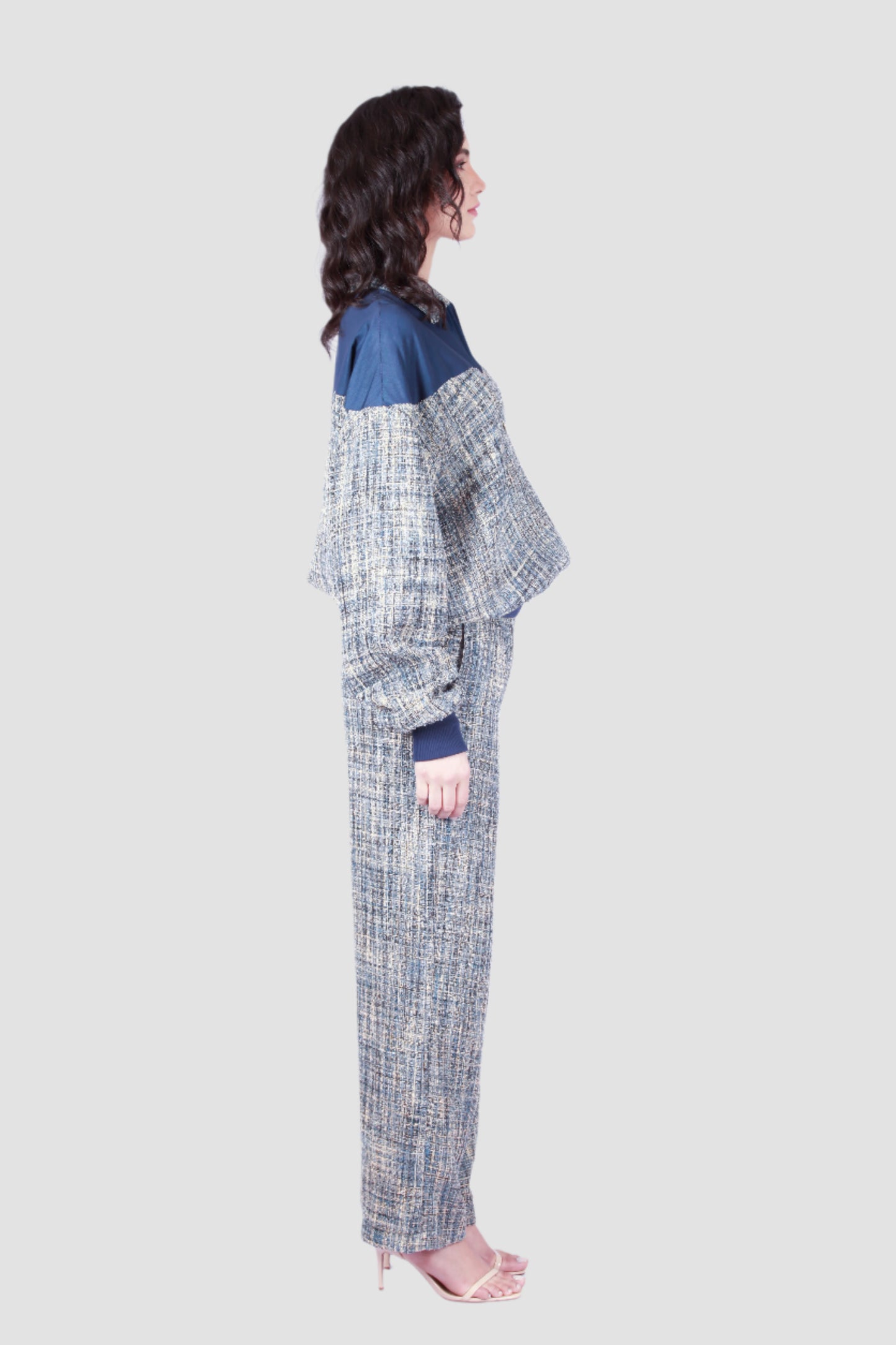 Blue Tweed and Denim Set