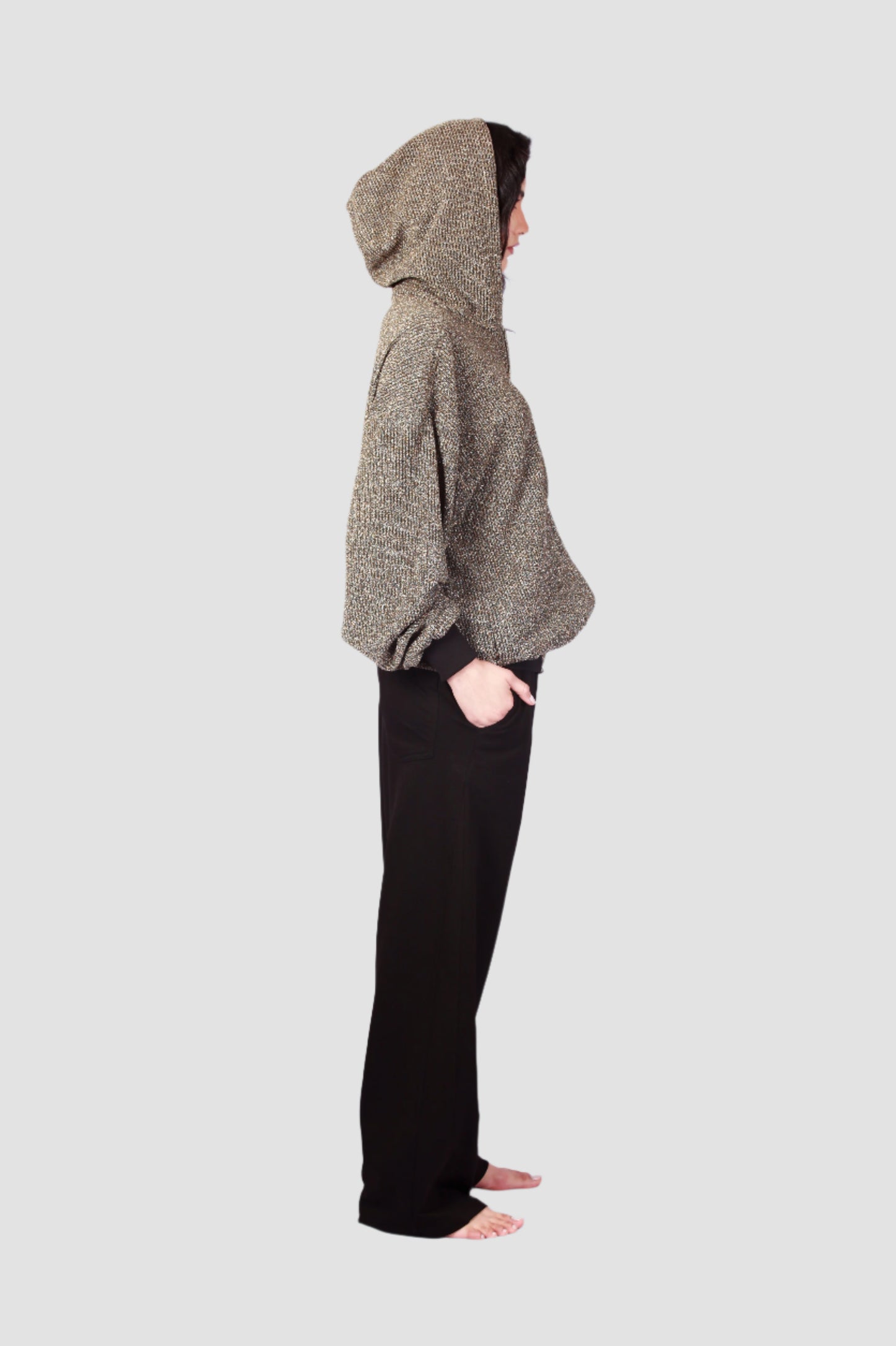 Sweat à capuche zippé doré