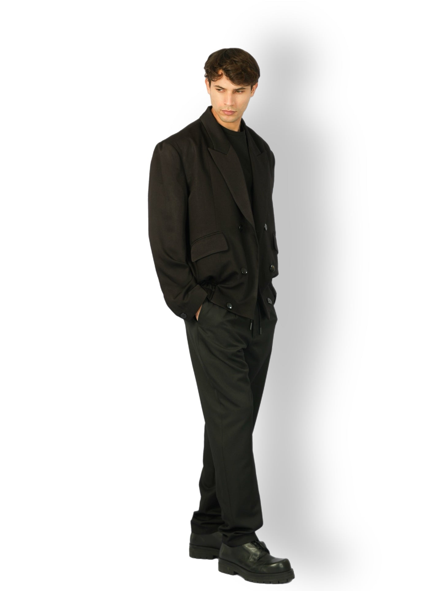 Black Double-breasted Bomber Jacket