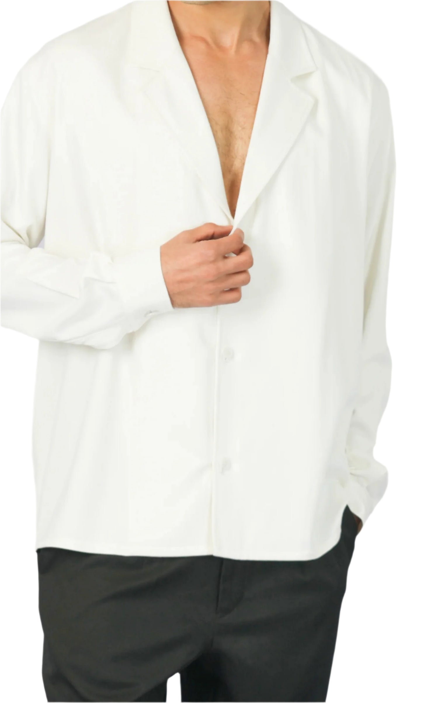 White Cotton Satin Overshirt