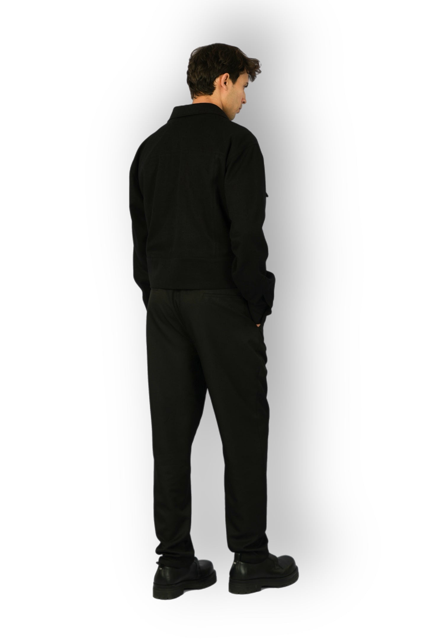 Black Cashmere Jacket with Zip, Handmade Detail on Cuffs and Pockets