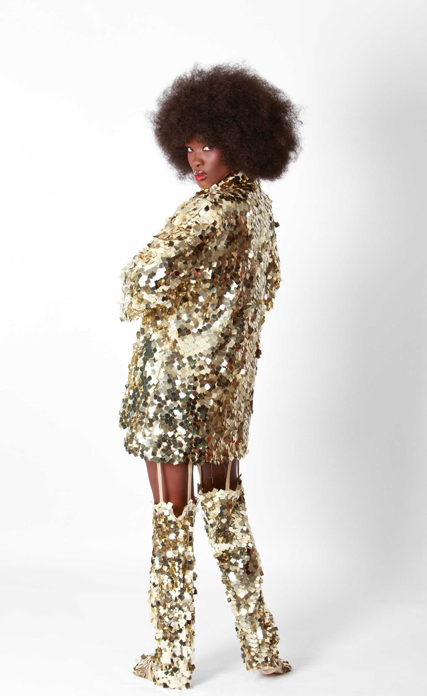 Golden Short Sequin Coat