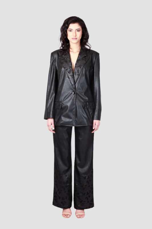 Leather Set with Leather Print Details