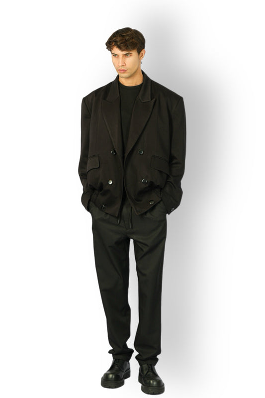 Black Double-breasted Bomber Jacket