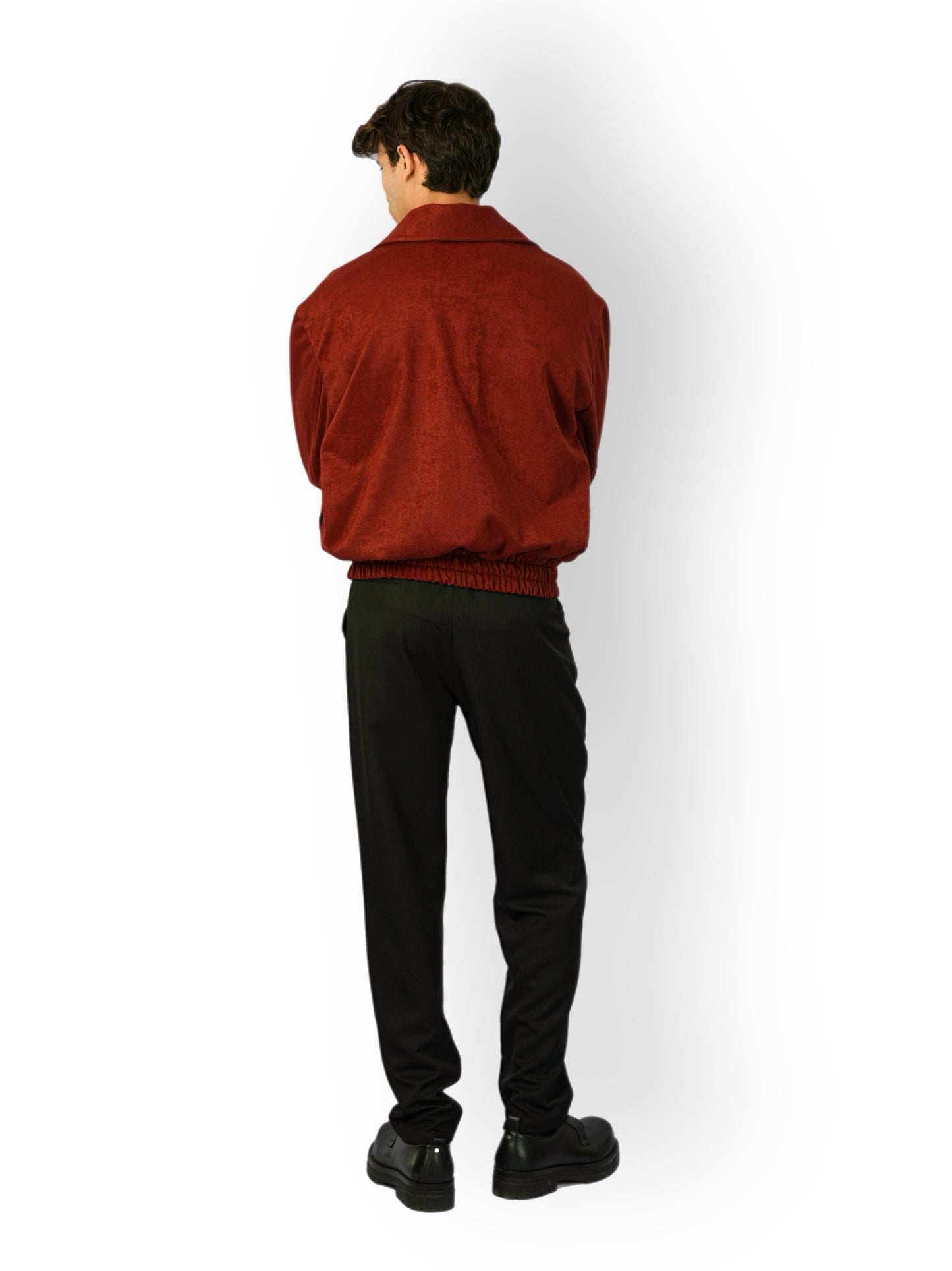 Brick Red Cashmere Jacket with Moroccan Leather Details