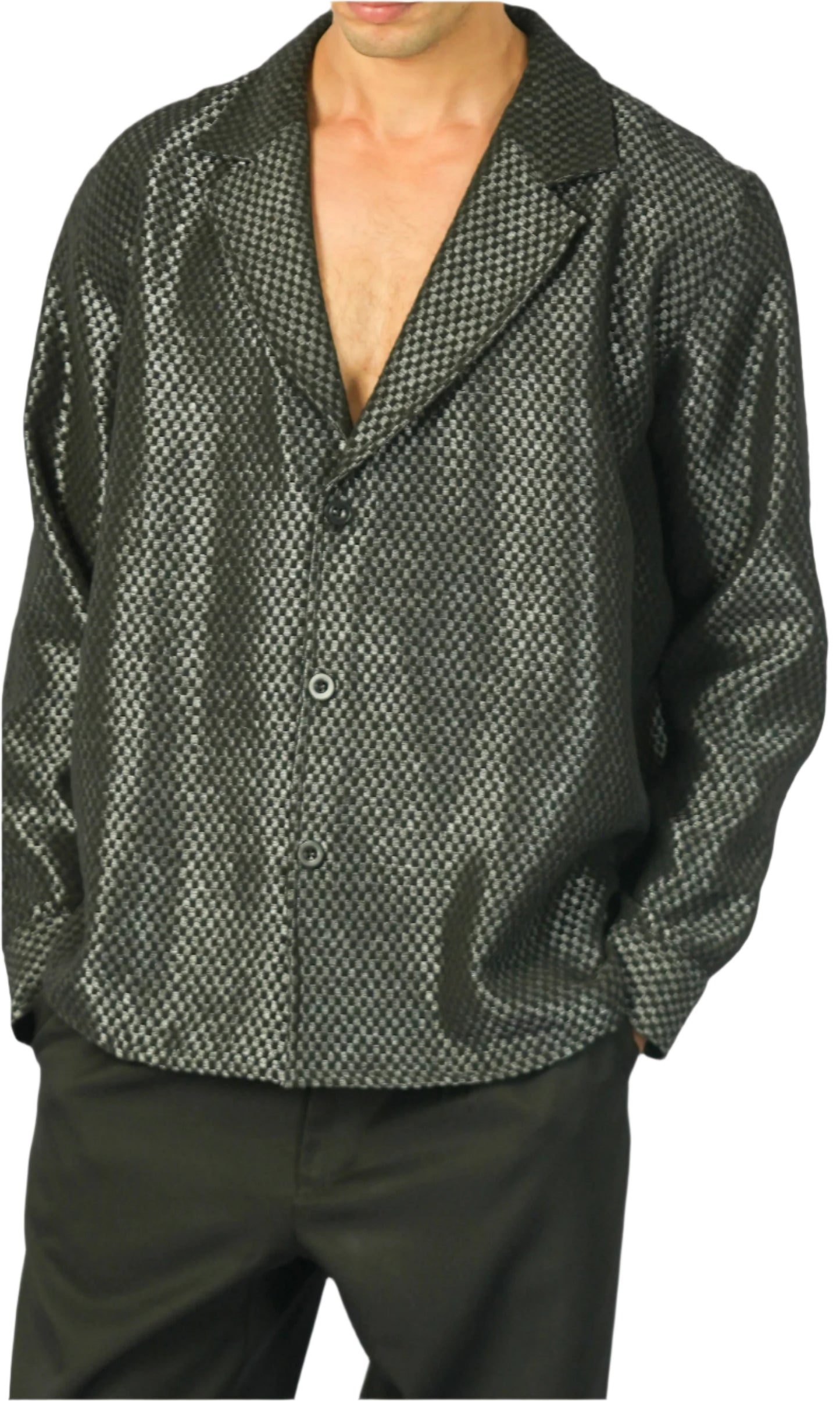 Surchemise en coton damier noir et argent