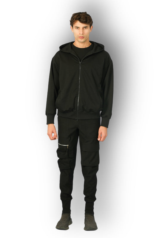 Sweat à capuche entièrement zippé noir