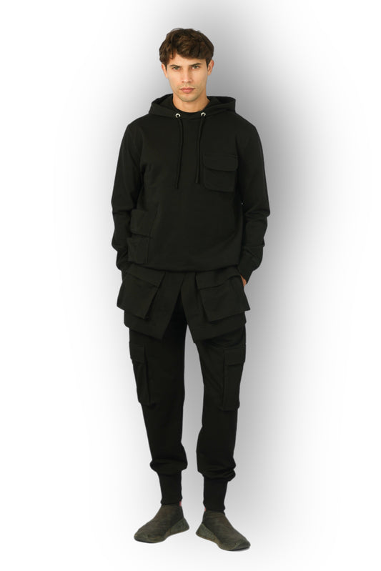 Sweat à capuche noir avec poches 