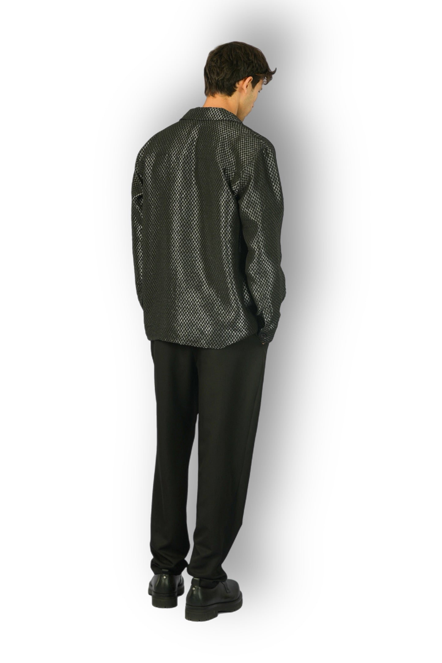 Surchemise en coton damier noir et argent