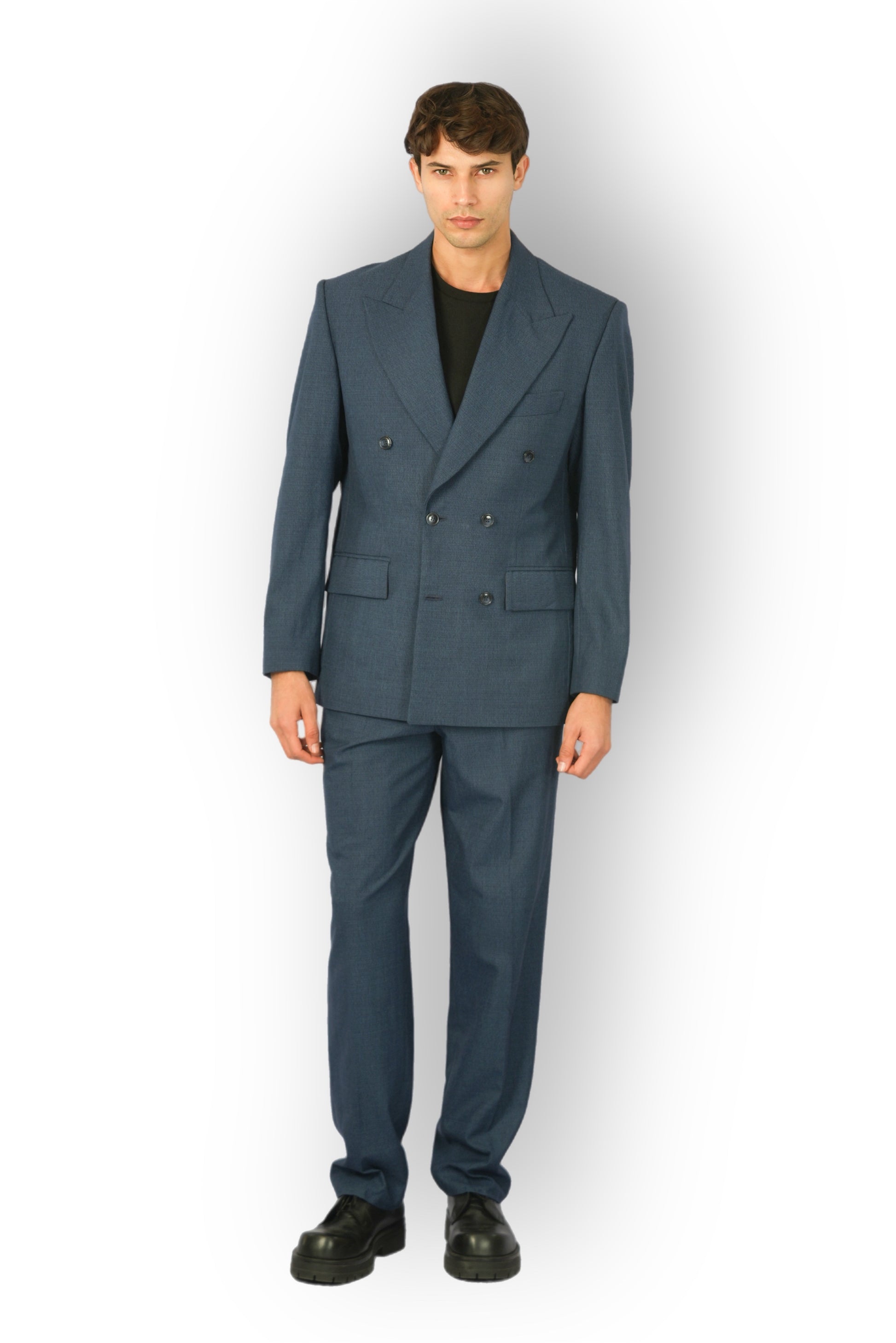 Blue wool tailored fit suit