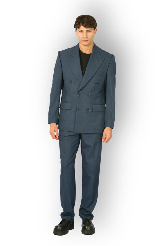 Blue wool tailored fit suit