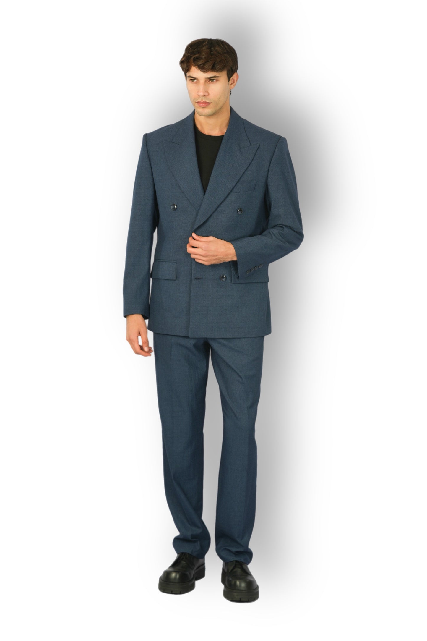 Blue Wool Tailored Fit Suit