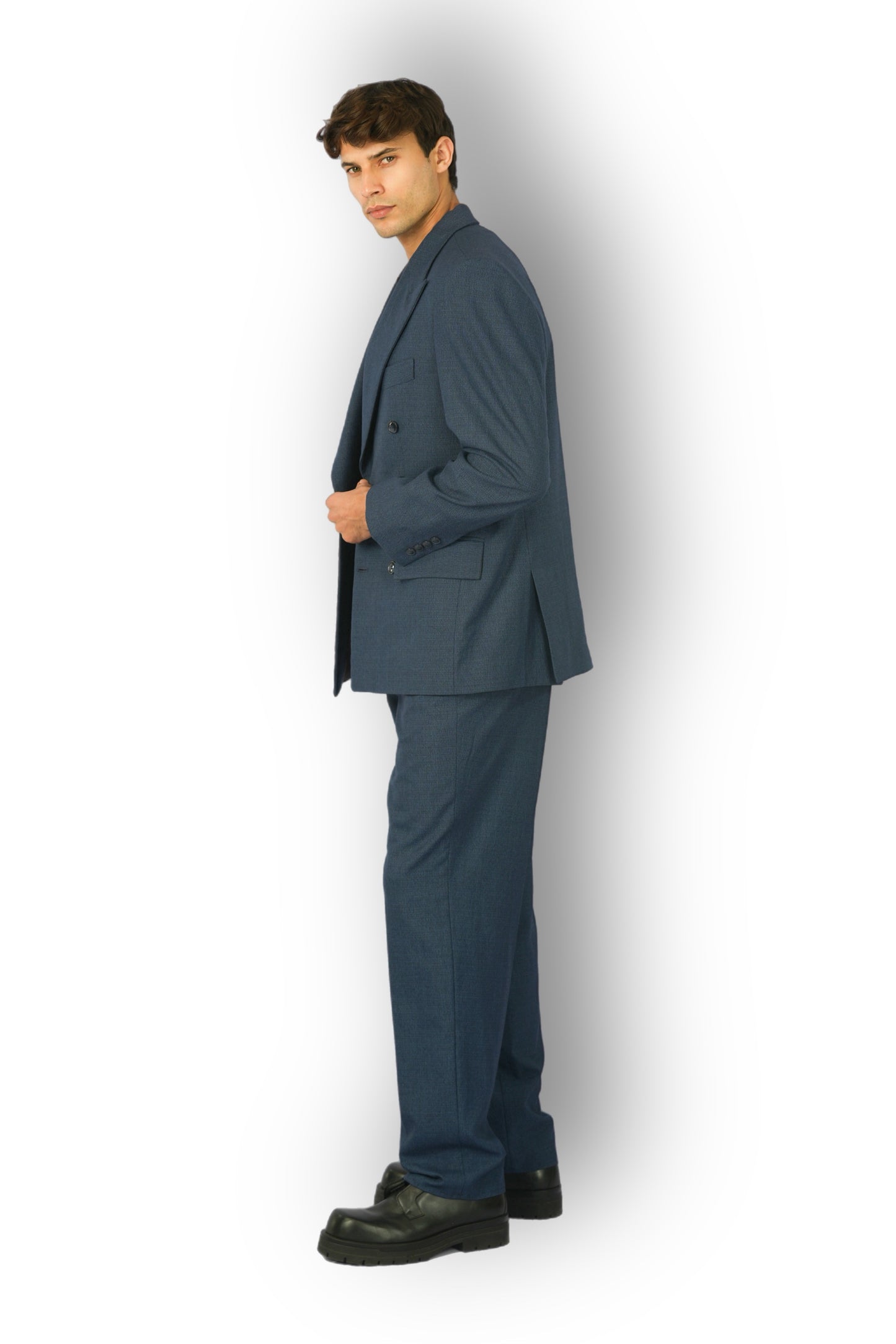 Blue Wool Tailored Fit Suit