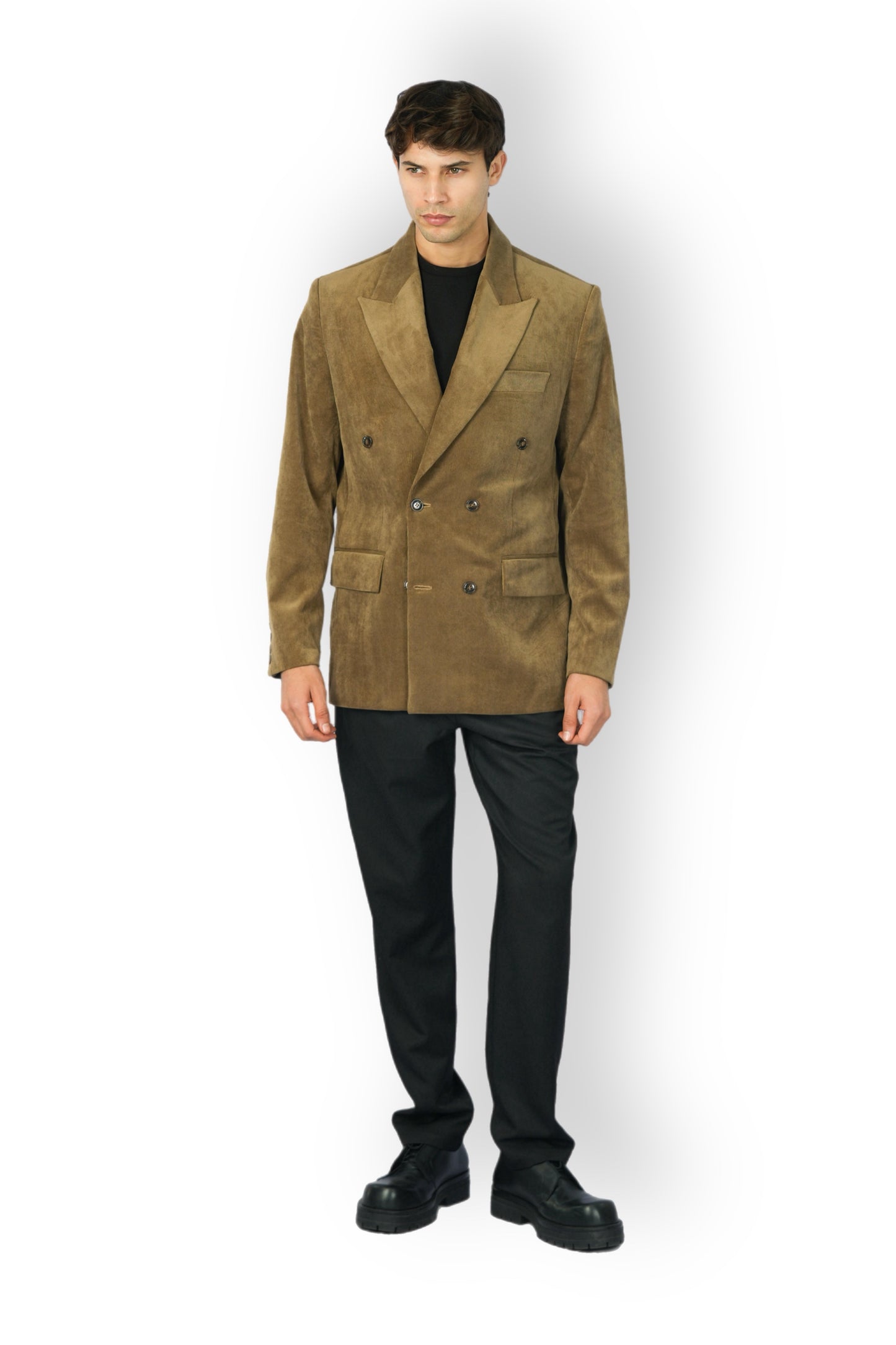 Blazer croisé en daim camel 
