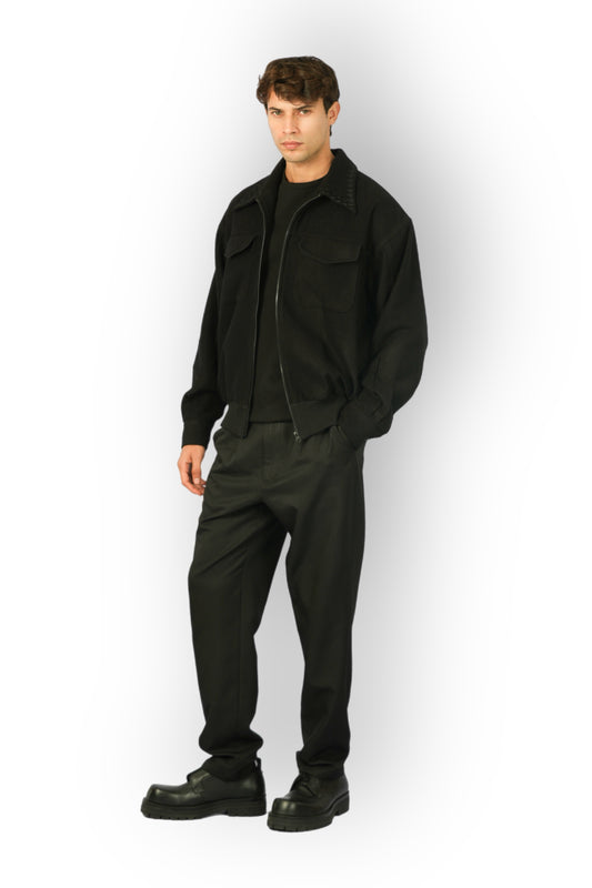 Black cashmere jacket with zip