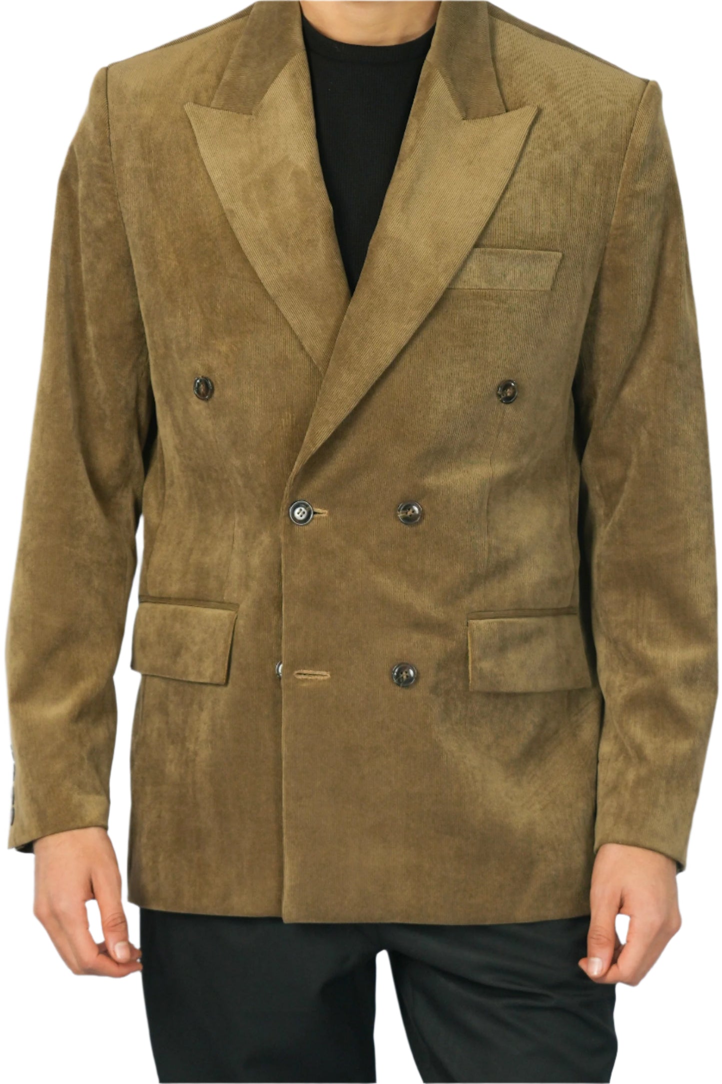 Blazer croisé en daim camel 